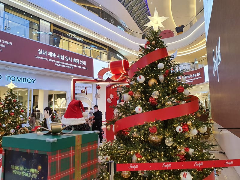 Christmas tree displayed in a department store on Christmas in Korea