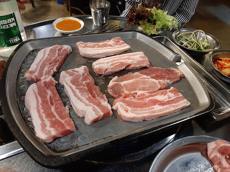 Samgyeopsal, eating gluten-free in Korea