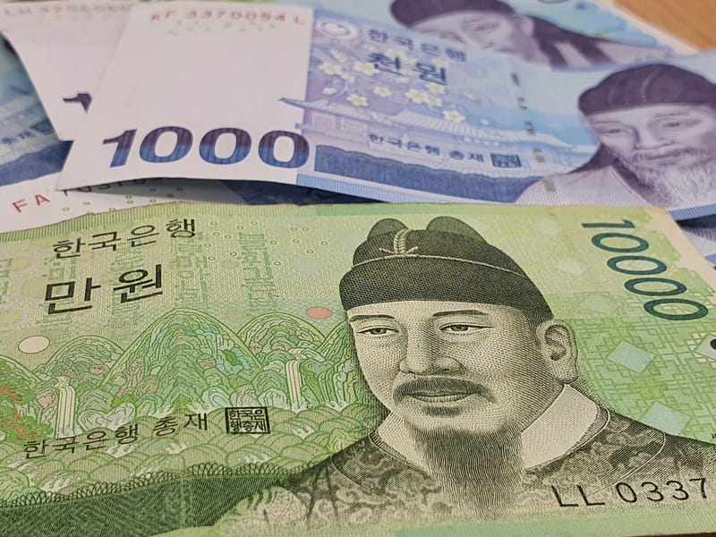 Banconote e moneta della Corea won