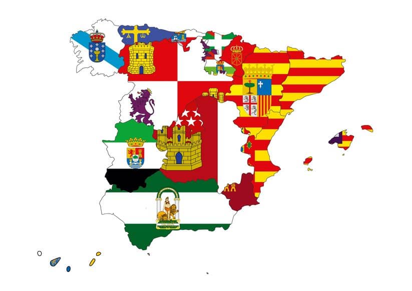 regions of spain on a map